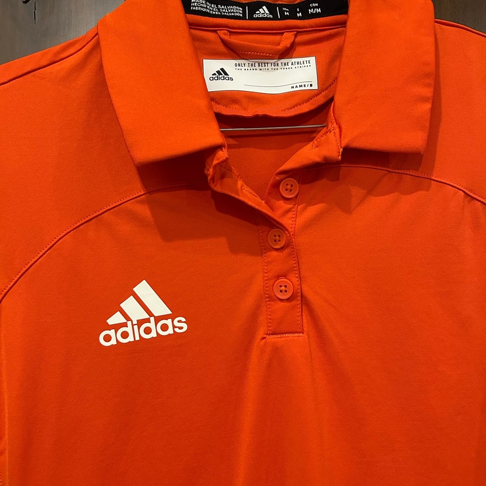 Adidas Women Bright Orange Polo Shirt NWOT - Picture 2 of 2